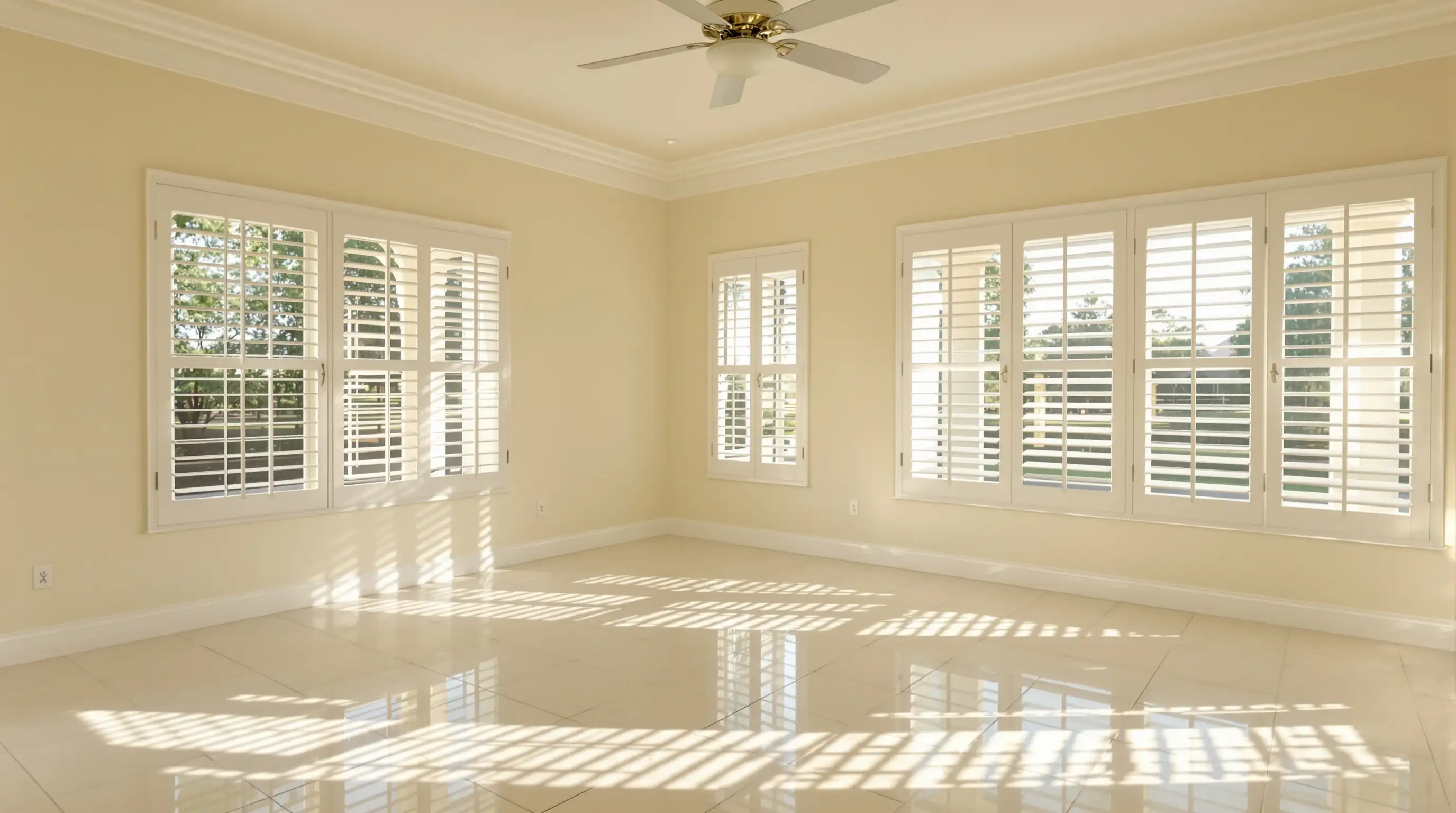 Bright empty Florida room after complete estate cleanout near The Villages